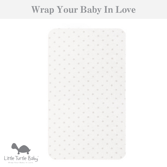 Bassinet Fitted Sheet (Large Size - 91x54x20cm - Jersey): Grey Stars