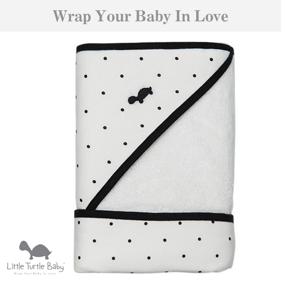 Hooded Towel - White with Black Dots