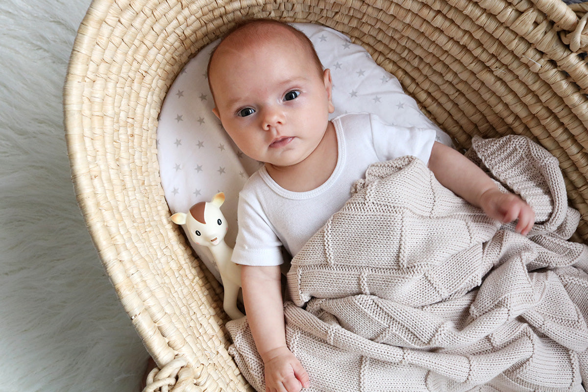 Bassinet Fitted Sheet (Small Size - 80x50x12cm - Jersey): Grey Stars